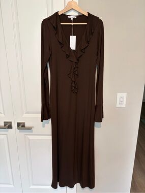 reformation brown long sleeve dress | Dresses | Reformation And Cream Polka Dot Longsleeve Mini Midi dress